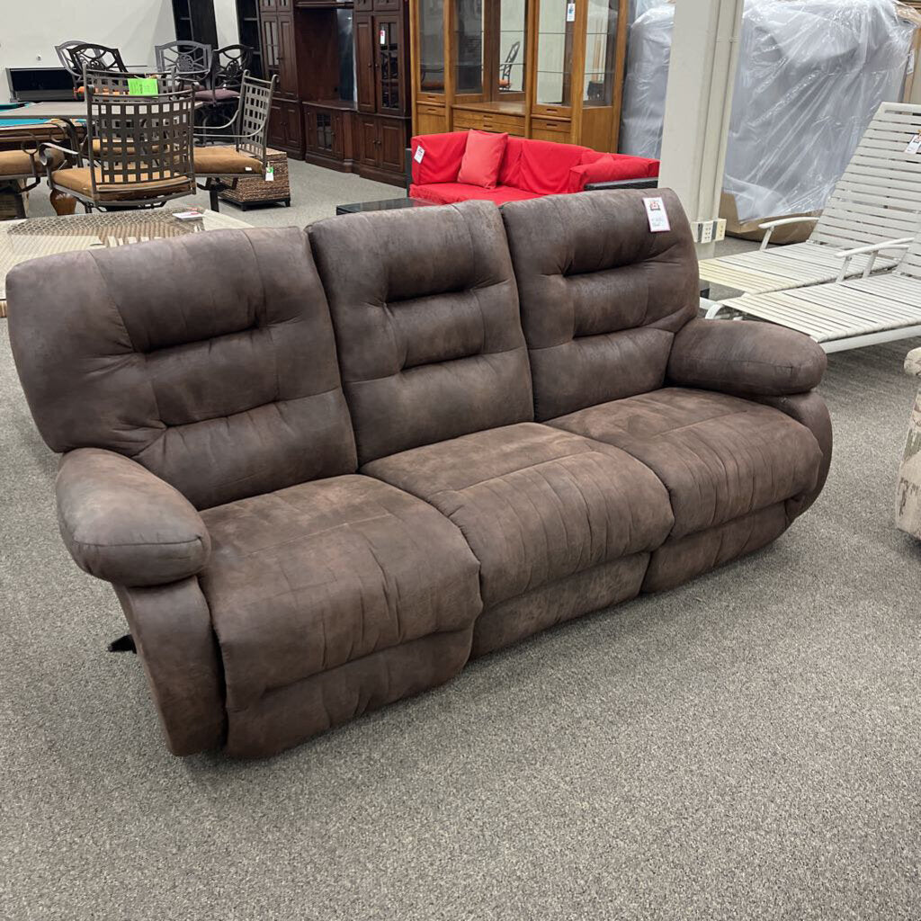 Brown Fabric Reclining Sofa