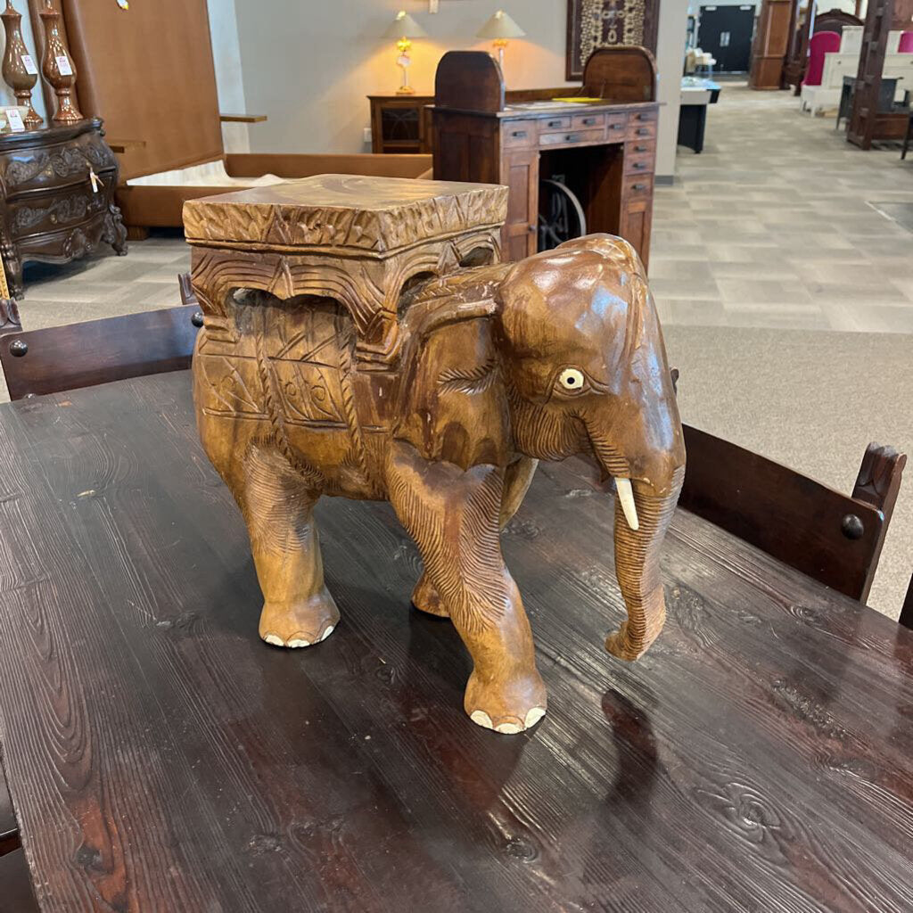 Carved Elephant Side Table