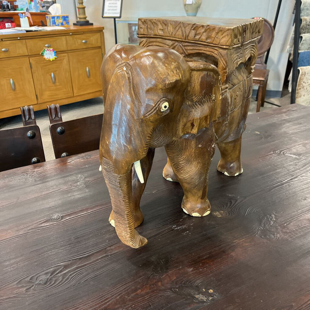 Carved Elephant Side Table