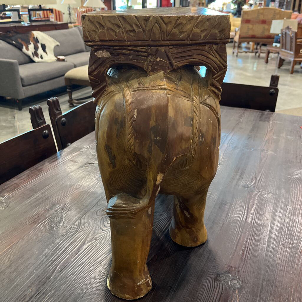 Carved Elephant Side Table