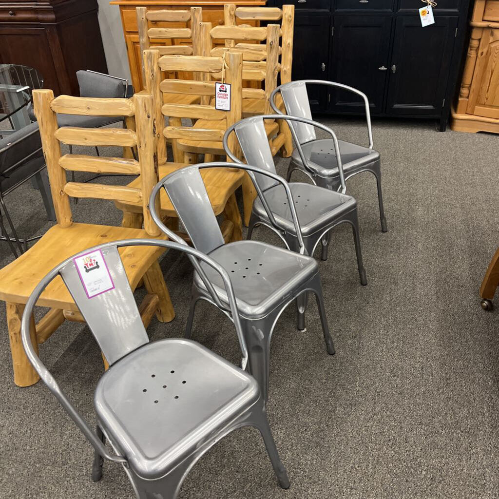 Set of 4 Silver Metal Chairs