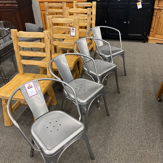 Set of 4 Silver Metal Chairs