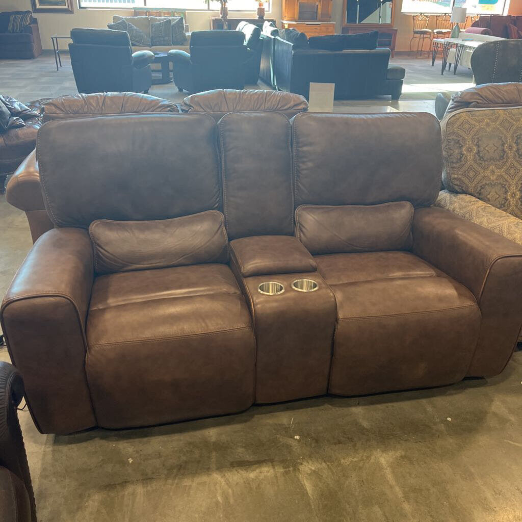 Brown Leather Loveseat