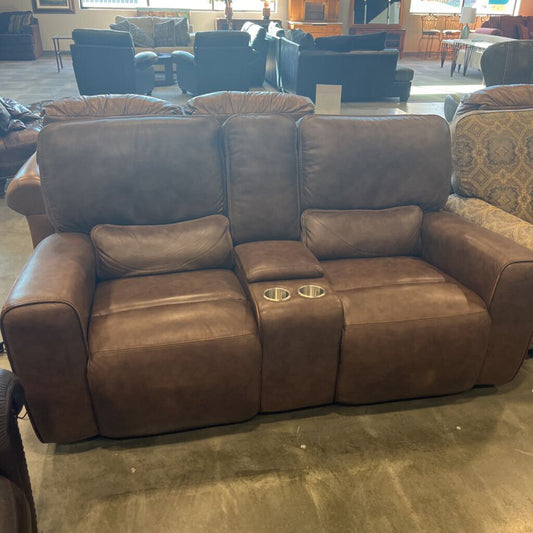 Brown Leather Loveseat