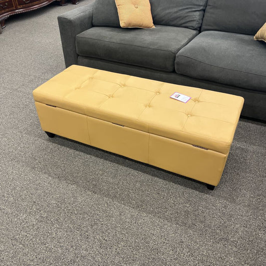 Mustard Leather Storage Ottoman