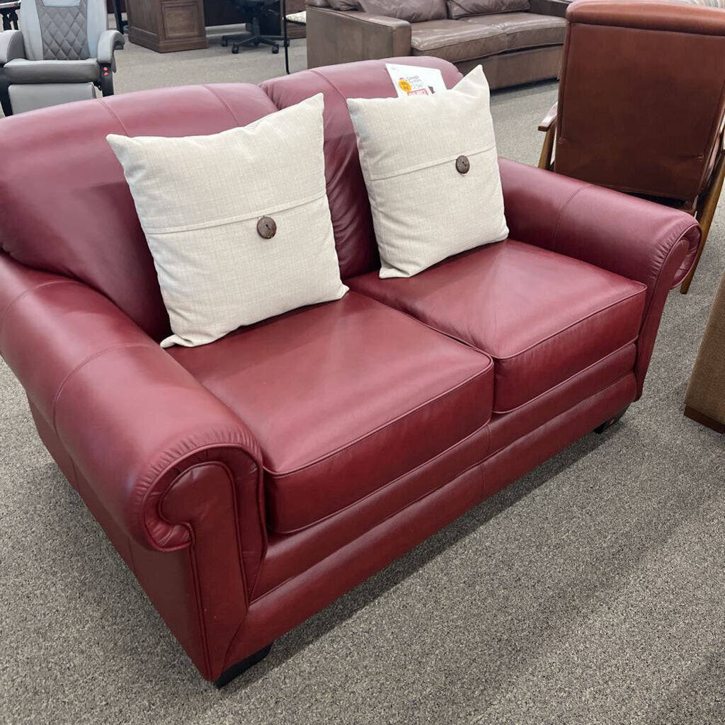 Mackenzie Red Leather Loveseat