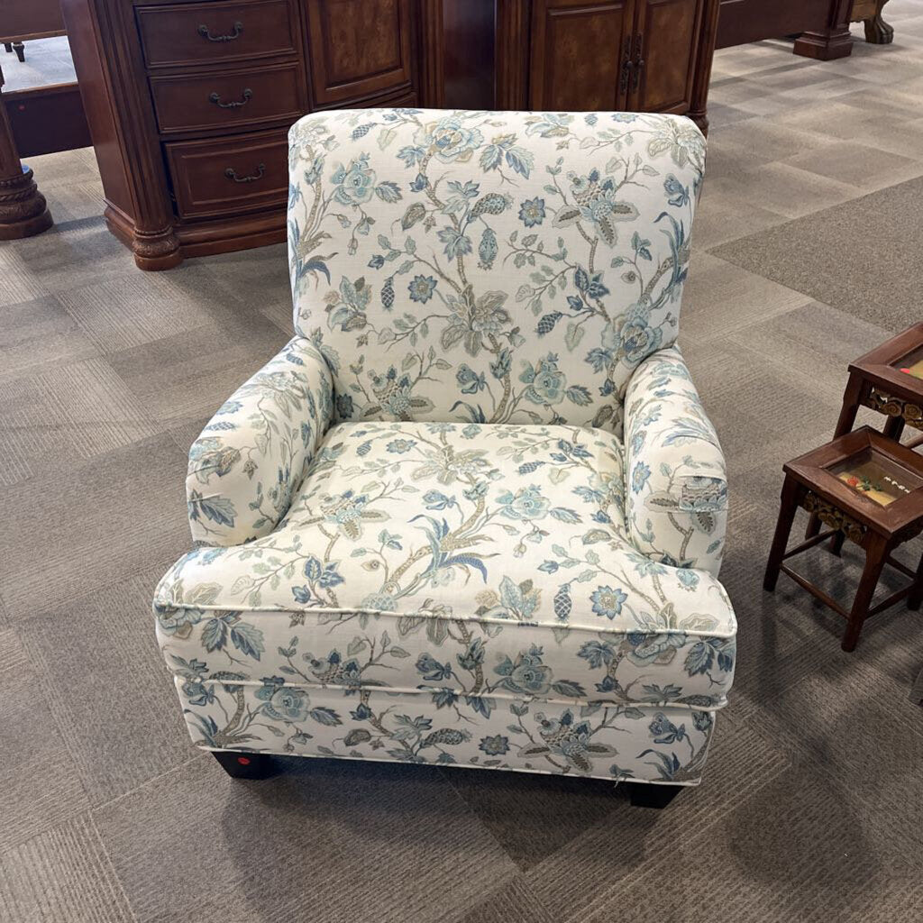 White Floral Accent Chair