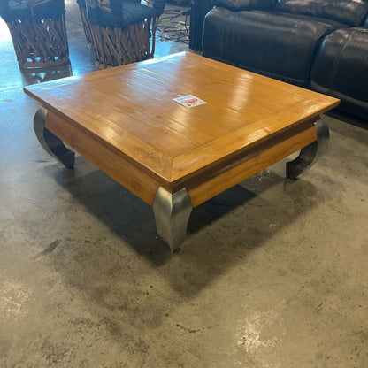 Pine Coffee Table w/silver legs