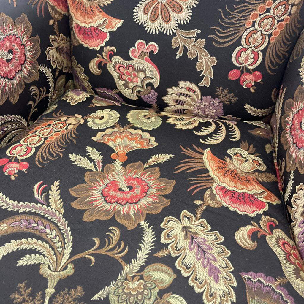 Black Floral Wingback Chair