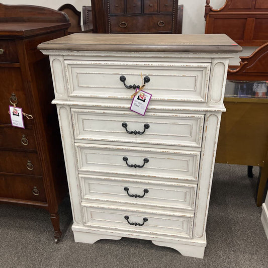 White Distressed Tallboy