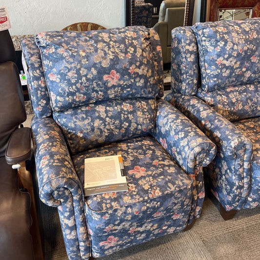 Blue Floral Power Recliner