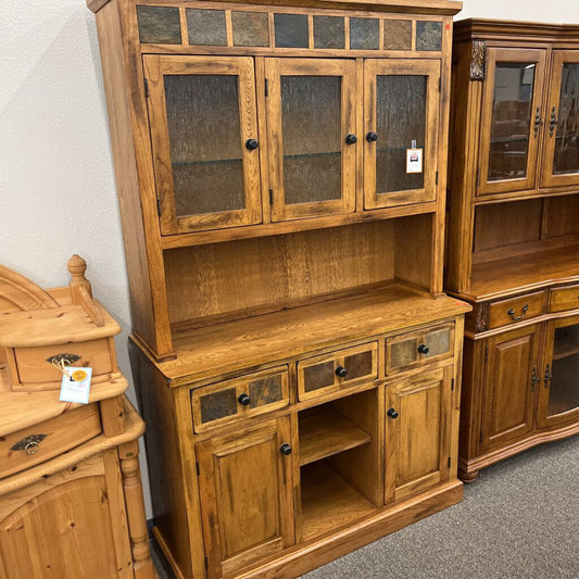 Oak 2pc. Hutch w/ Slate Accents