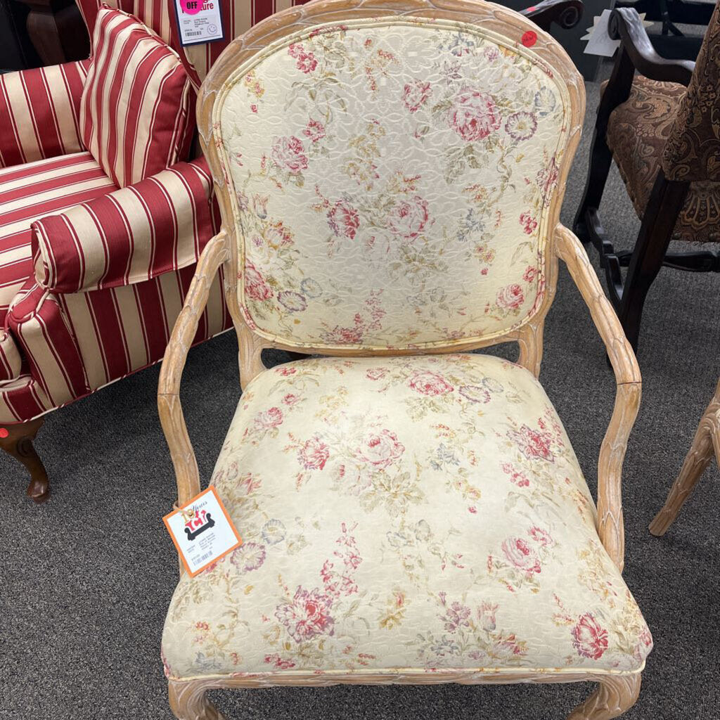 Pair of Blonde Floral Accent Chairs