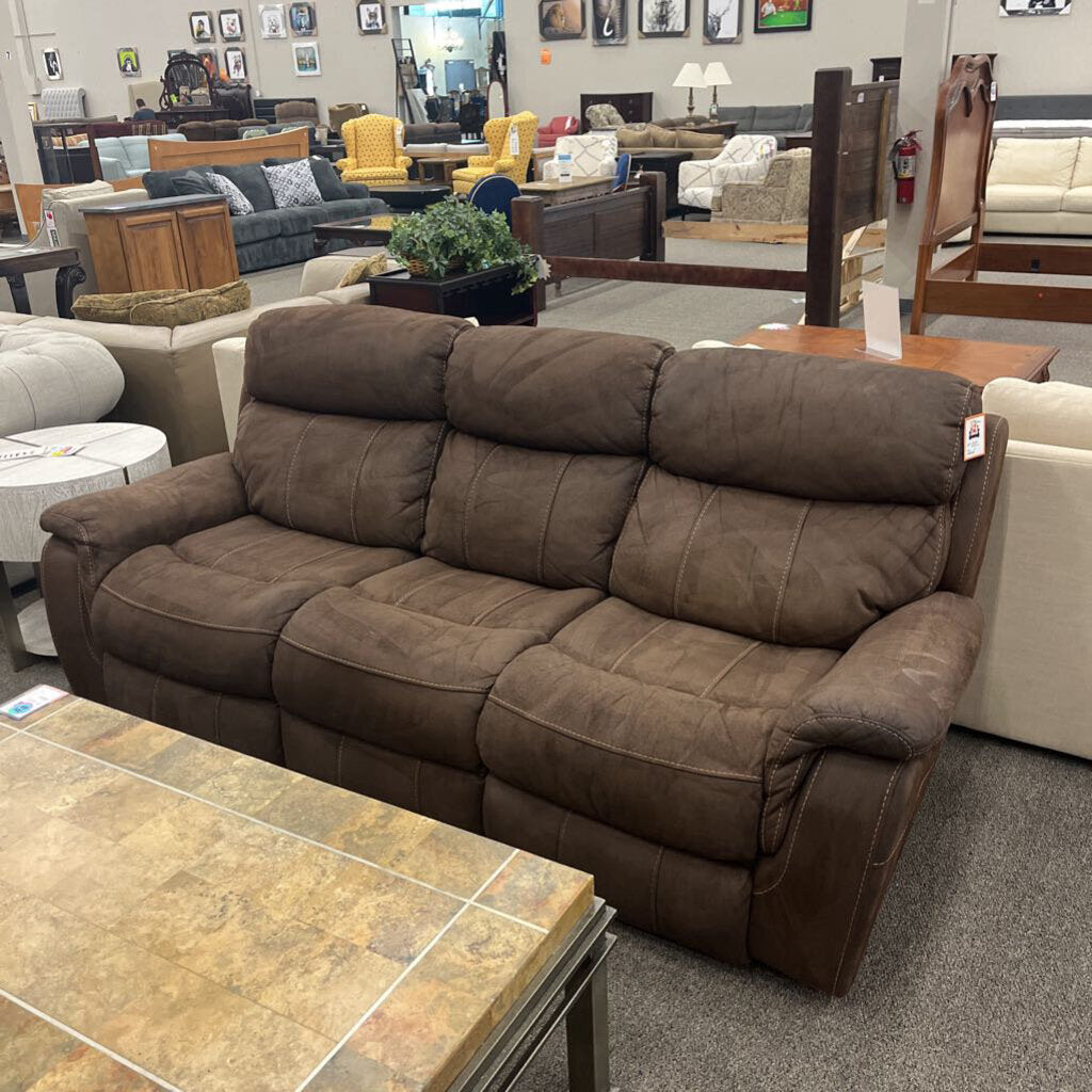 Brown Uph. Reclining Sofa