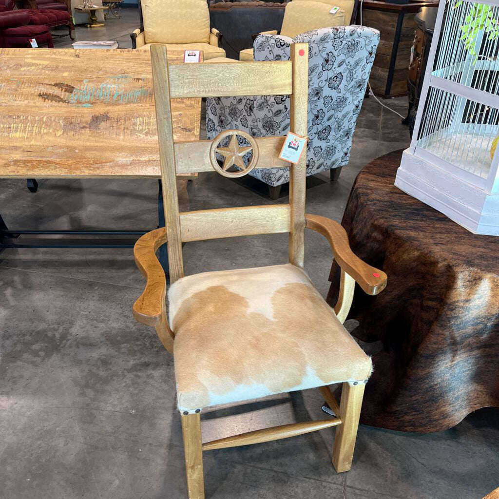 Cowhide Wood Arm Chair