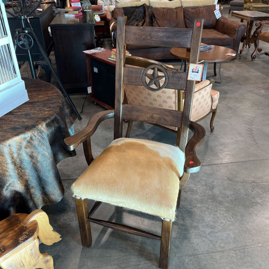 Cowhide Wood Arm Chair