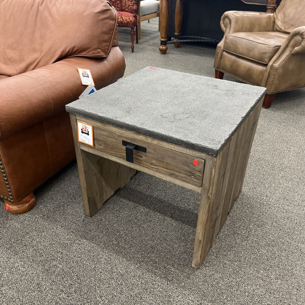 Stone Top End Table w/ Dwr