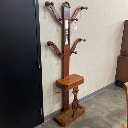 Vintage Red Mahogany Hall Tree