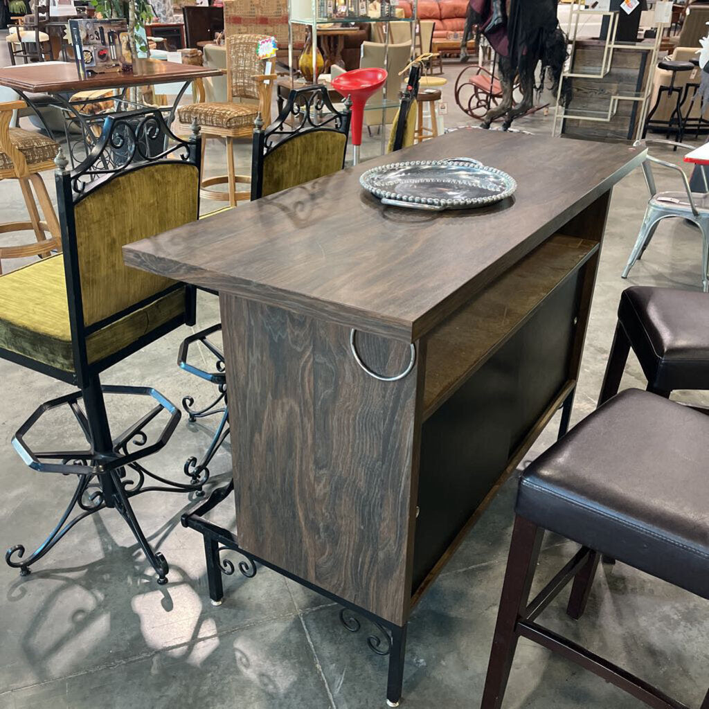 Rustic Iron Accent Bar and 3 barstools