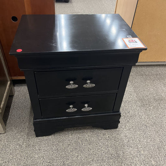 Black 2 Drawer Nightstand