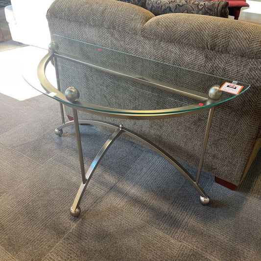 Glass-top Silver Sofa Table