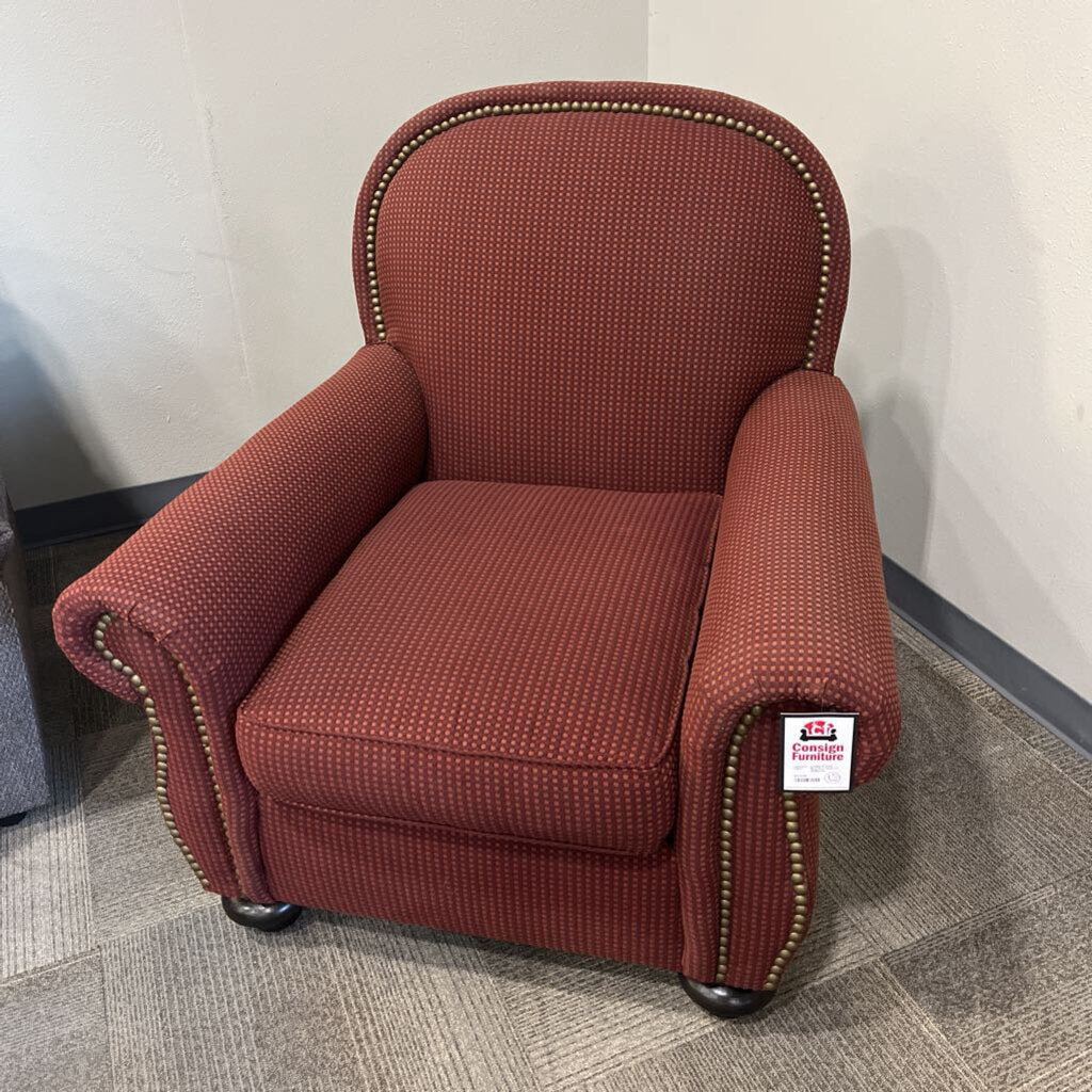 Red Acc Chair w/ Nailheads