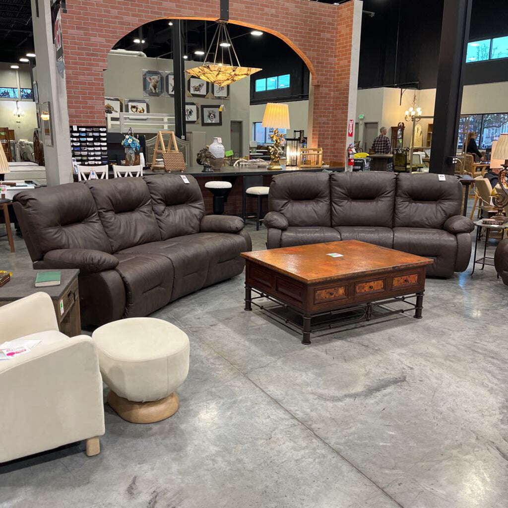 Brown Leather Rec. Sofa