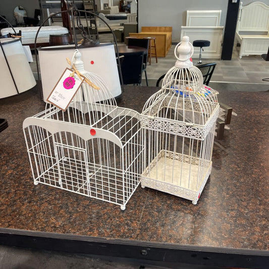 Pair Small White Bird Cages