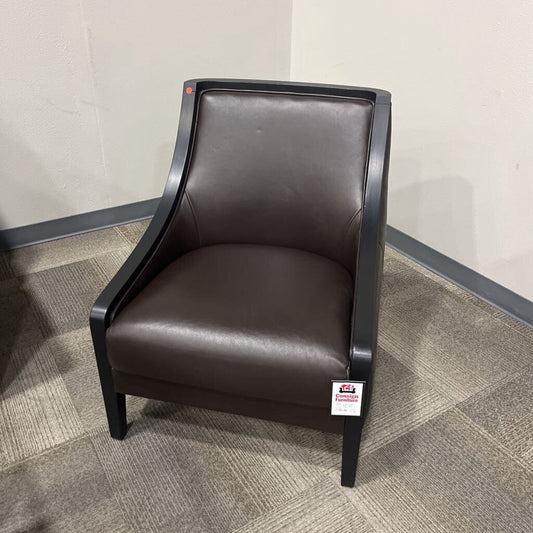 Brown Leather Chair w/Black wood