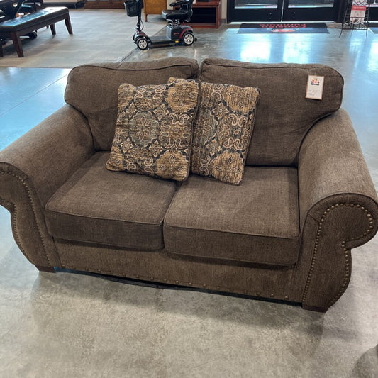 Brown Fabric Loveseat