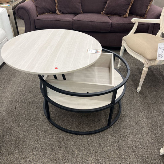 Round Gray Lift-top Coffee Table