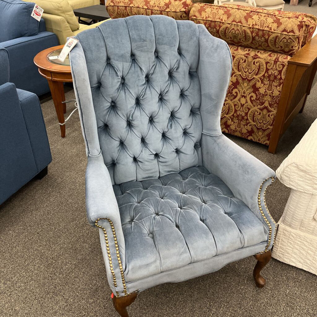 Dusty Blue Wingback Chair