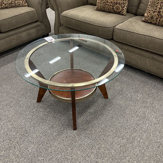 Round 2-tier Glass-top Coffee Table