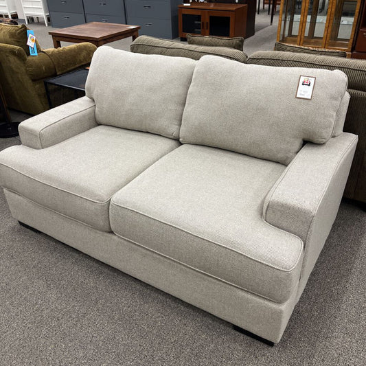 Beige Fabric Loveseat