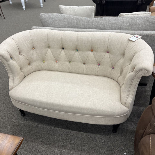 Beige Curved Loveseat