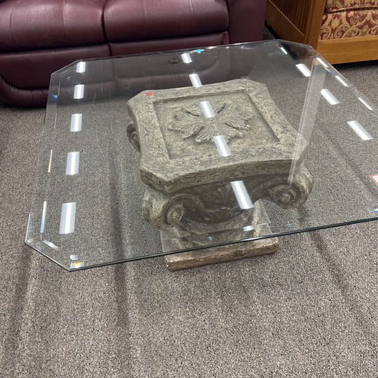 Glass Top Pedestal Coffee Table