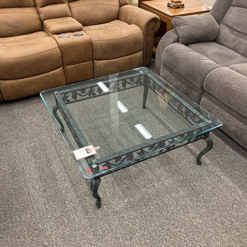 Glass Top Metal Base Coffee Table