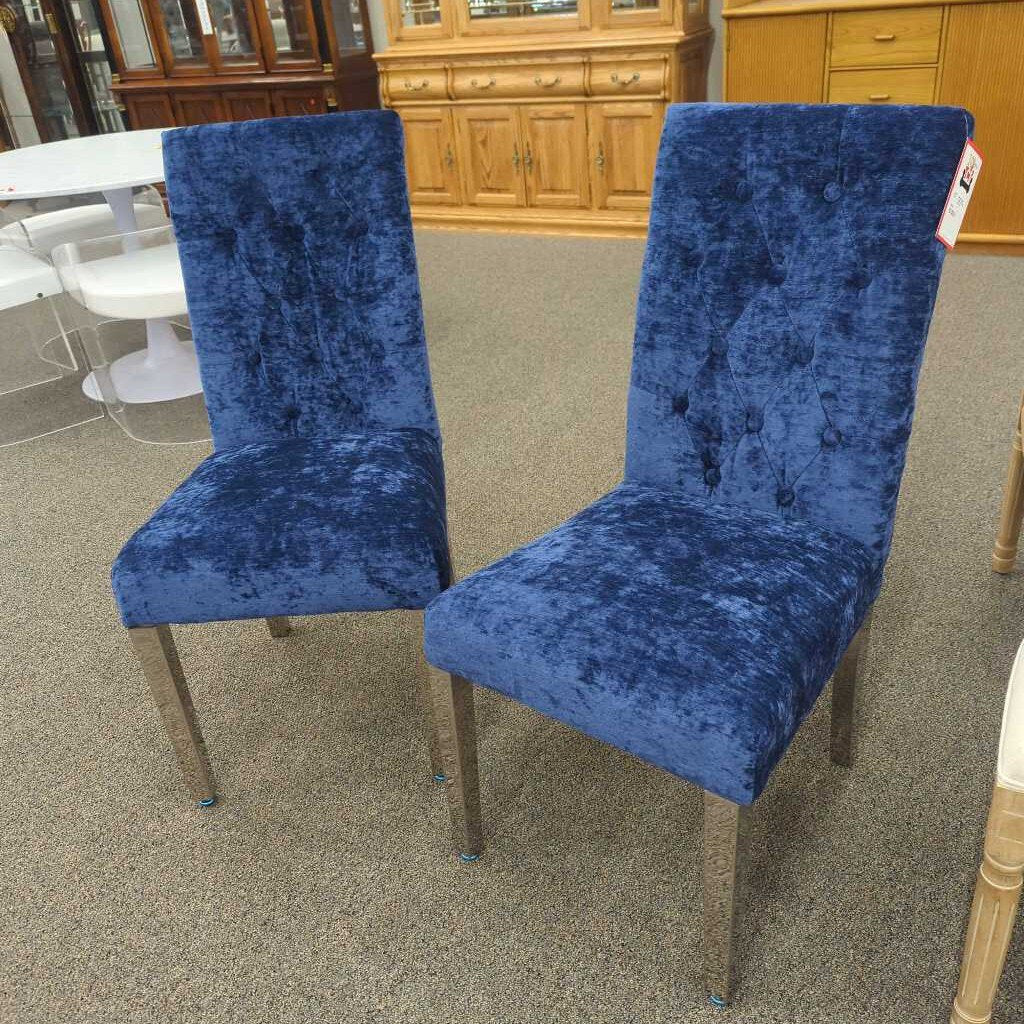 Pair Blue Dining Chairs