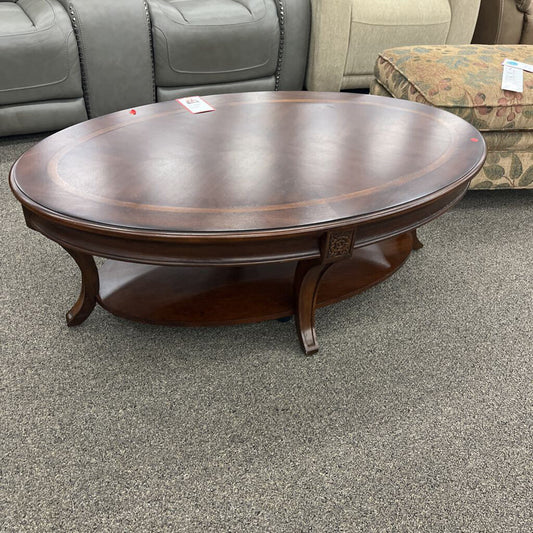 Brown Oval Wood Coffee Table