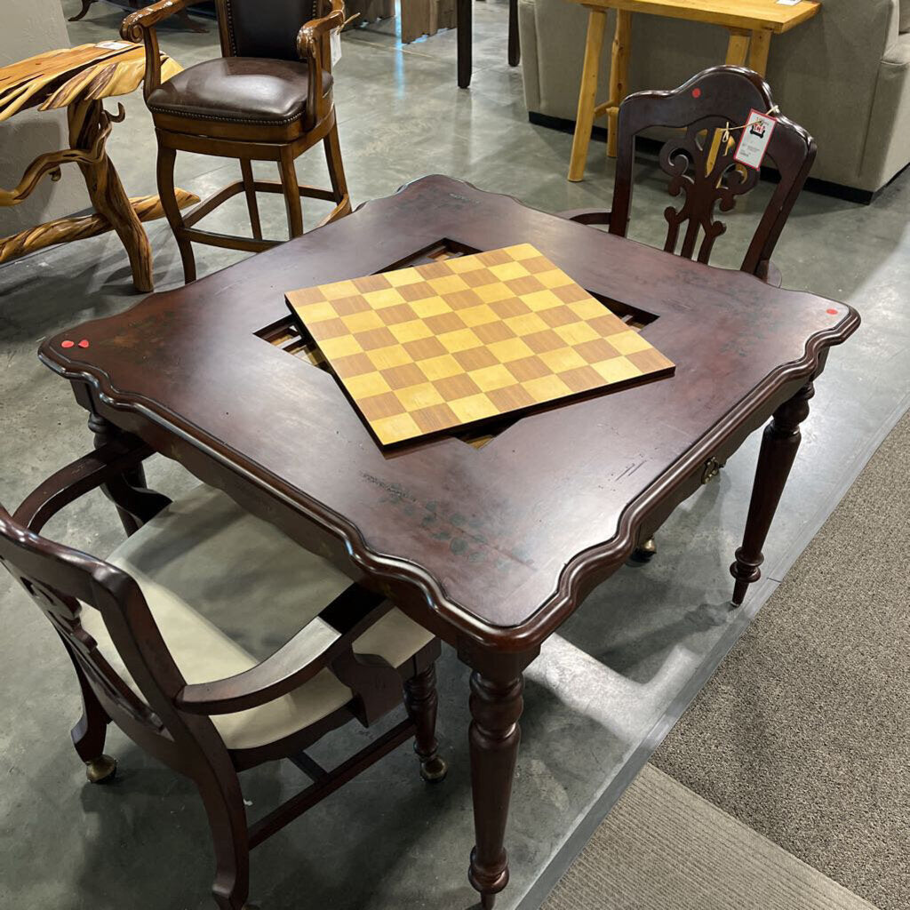 Floral Game Table w/ 2 Chairs