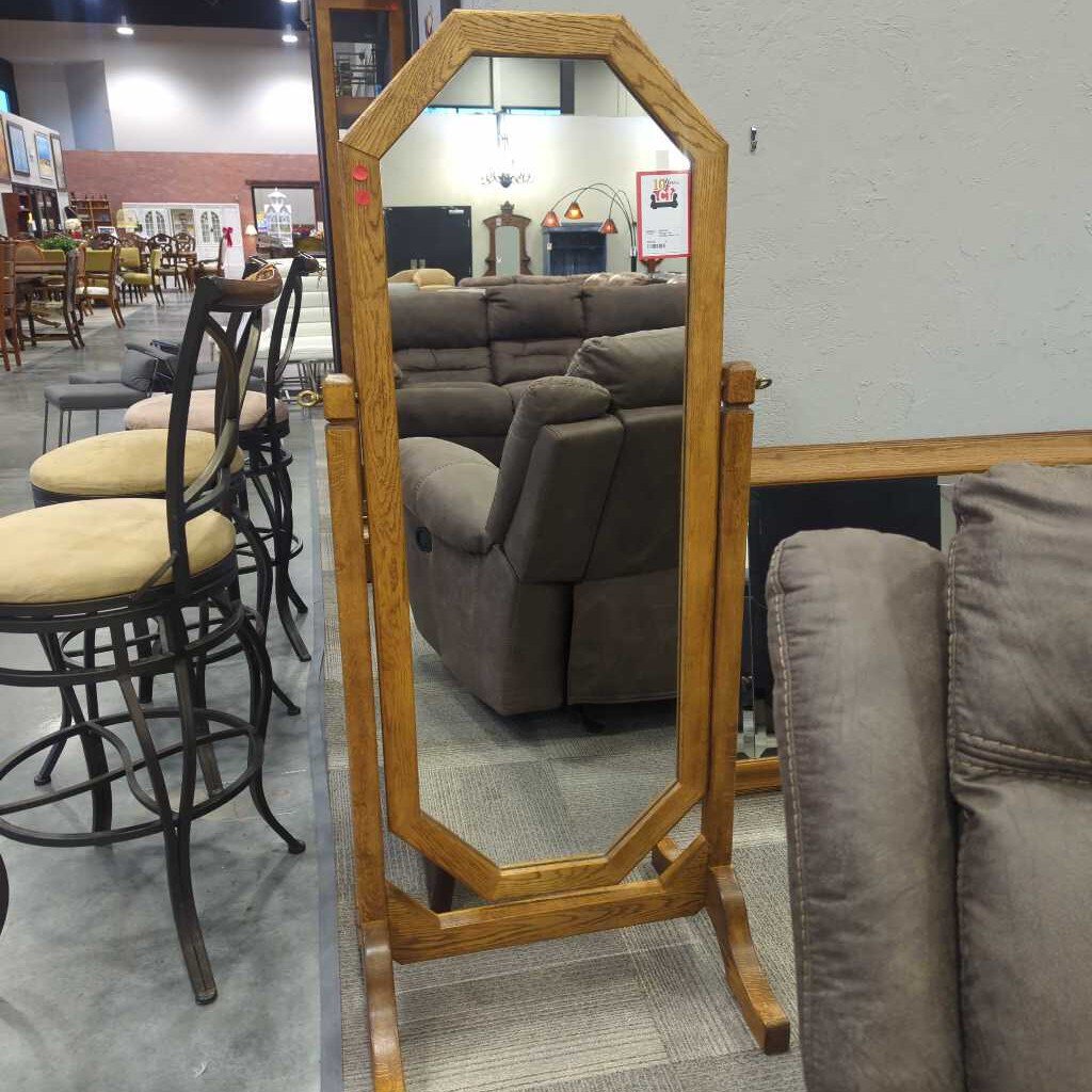 Vintage Oak Standing Mirror