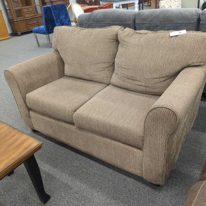 Light Brown Fabric Loveseat