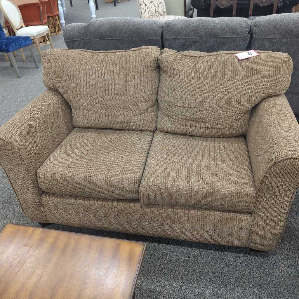 Light Brown Fabric Loveseat