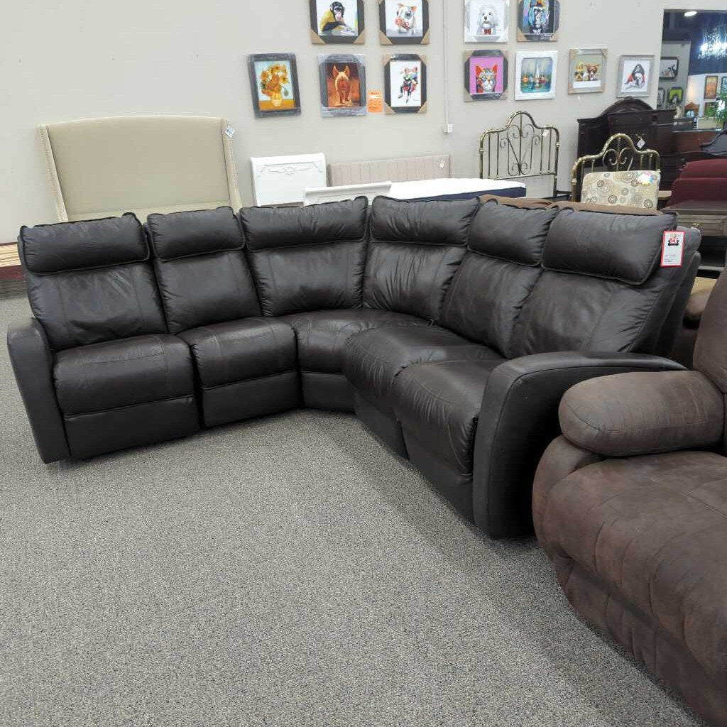 Lane Brown Leather Sectional