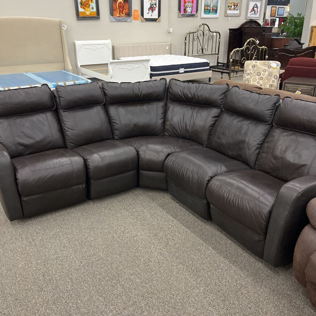 Lane Brown Leather Sectional