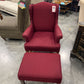 Maroon Chair w/ Ottoman