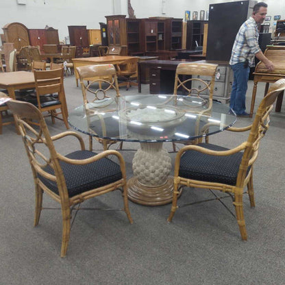 Round Glass Table w/ 4 Chairs