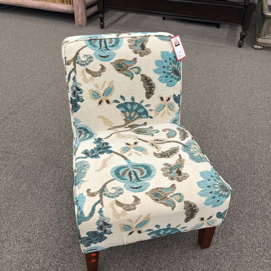 Blue Floral Accent Chair