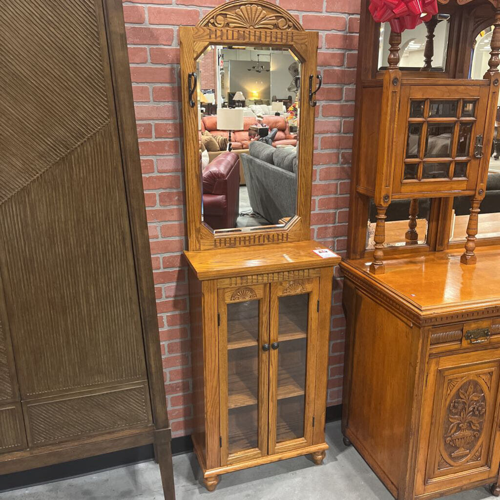 Oak Hall Tree w/ Cabinet