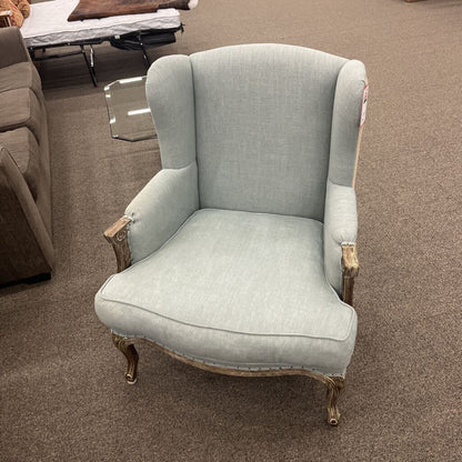 Blue & Burlap Wingback Chair